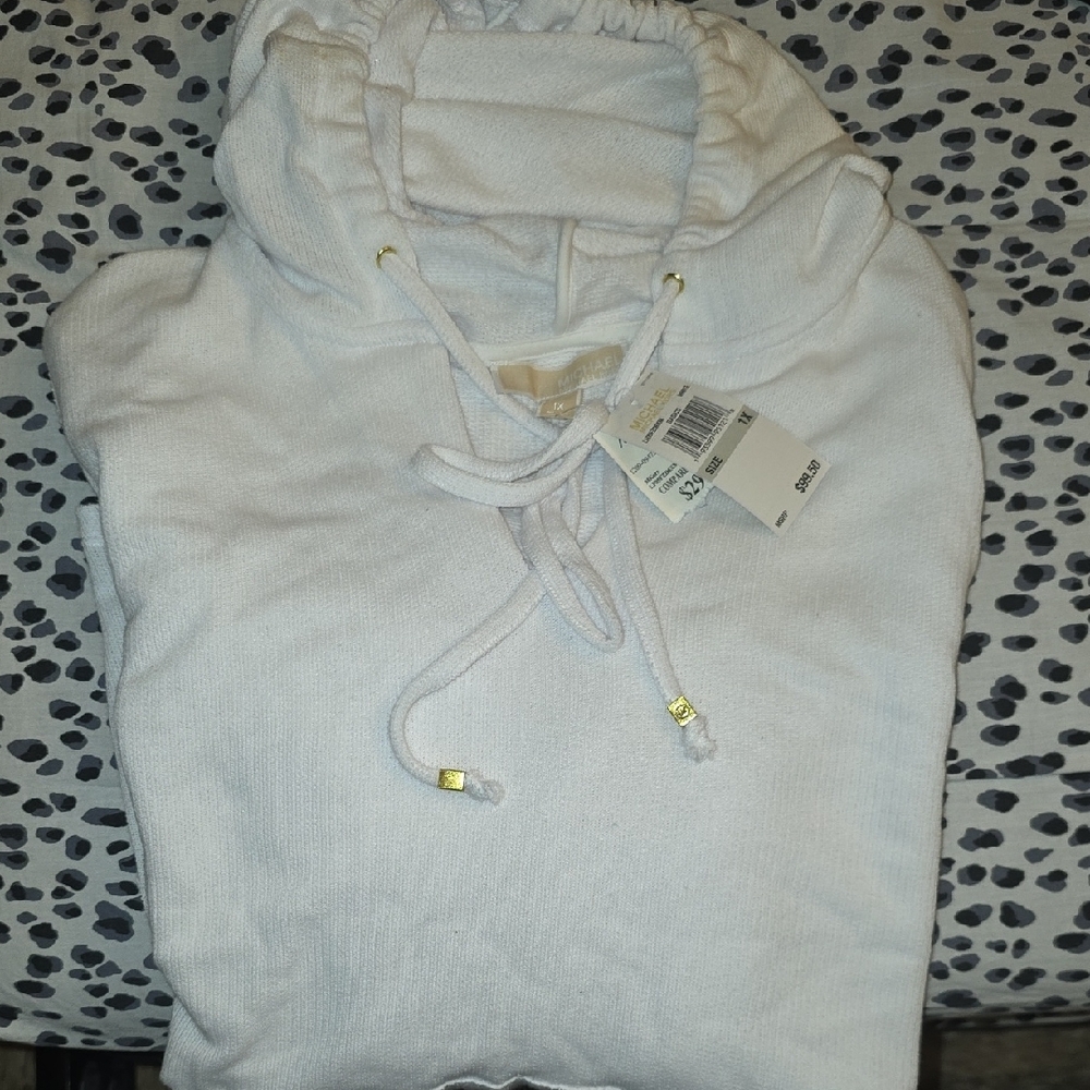 Michael Kors White Hoodie with Drawstrings